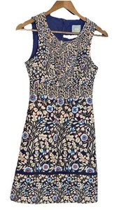 Anthropologie Maeve 2 Festival Sleeveless Shift Dress Navy Dark Floral Boho - Picture 1 of 10