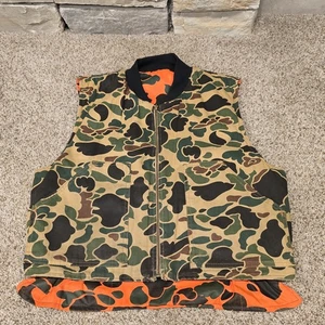 Vintage American Field Duck Camo Puffer Weste Herren Gr. L Nylon Wende  - Bild 1 von 9