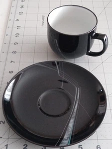 Noritake Stoneware Japan 8691 Destination 1991 2 Pc. Cup & Saucer Black/ Gray - Picture 1 of 5