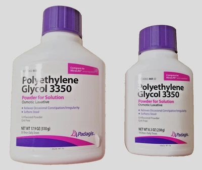 2 Padagis Polietilenglicol 3350 -Laxante - 8,3 oz y 17,9 oz - AMBOS CADUCAN 2027 Foto 1 de 4