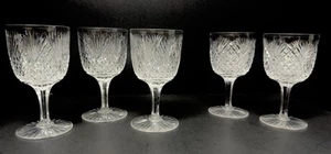 ANTIQUE Higgins Seiter Strawberry Diamond American Brilliant Cut Glass 5 Goblets - Picture 1 of 24
