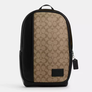 Mochila Coach CM024 Edge nueva con etiquetas en lona exclusiva Gunmetal/Caqui/Negro - Imagen 1 de 7