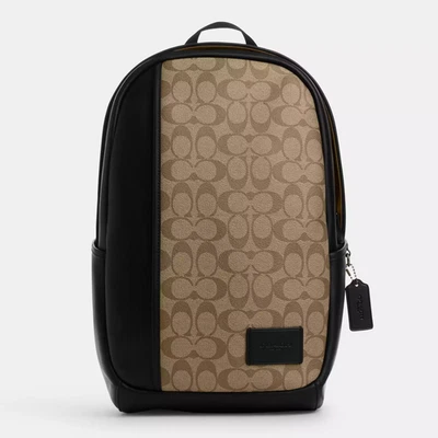 Mochila Coach CM024 Edge nueva con etiquetas en lona exclusiva Gunmetal/Caqui/Negro Foto 1 de 4