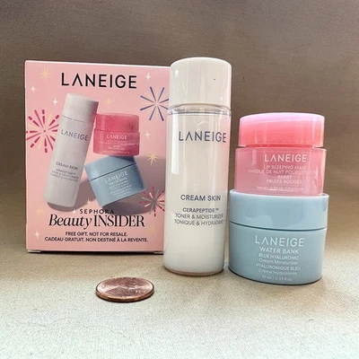 LANEIGE Sephora Beauty Insider Set -Water Bank Cream, Lip Mask Berry & Toner NIB - Image 1 of 3