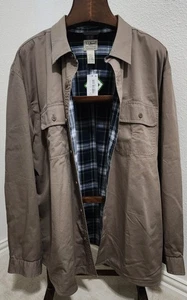 LL Bean Hemd Herren XXL hellbraun Canvas Flanell gefüttert Hurricane Workwear Shacket neu mit Etikett - Bild 1 von 4