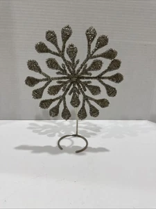 Topper de árbol de Navidad vintage de copo de nieve tono plata con cuentas de granero de cerámica 9,75" - Imagen 1 de 9