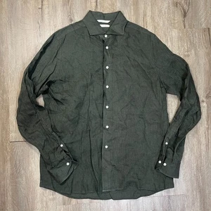 Camisa SUITSUPPLY de lino puro para hombre verde 41/42, 16/16,5 calce ajustado manga larga - Imagen 1 de 7