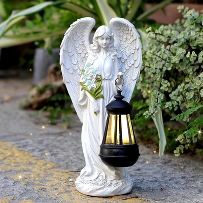 Solar Angel Outdoor Garden Statue - 13.2" Decorative Sculpture for Yard Art - Image 1 of 4
