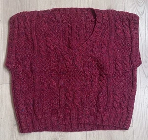 Hand Knit Sweater Vest Women Large Pre-owned Laundered Quality Yarn Artisan - Picture 1 of 8