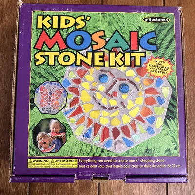 Milestones Kids’ Mosaic Stepping Stone Kit Real Stained Glass 4 Patterns  - Image 1 of 2