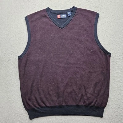 Chaps Men's Size XXL Burgundy Black Sleeveless Sweater Vest Cotton - Image 1 of 4