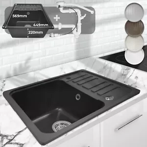 Aquamarin® Évier en granit évier de cuisine évier encastrable avec égouttoir - Photo 1/36