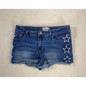 Pantalones Cortos Denim Jordache Mini Niñas Talla 12 Azul Deshilachado Dobladillo Bordado Estrellas - Imagen 1 de 6