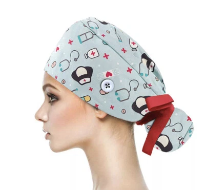 Surgical Scrub Hat Bouffant Cap For Long Hair Women Doctor Nurses Head Cover - Image 1 of 4