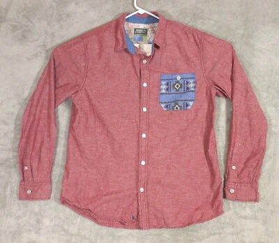 Modern Amusement Shirt Men's Large Button Up Long Sleeve Red Casual Outdoor - Image 1 of 4