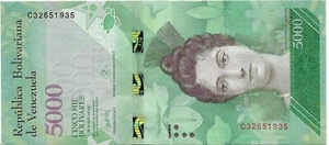Billete Venezuela P97b 5000 bolívares 2017 - Imagen 1 de 1