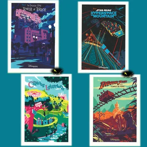 4 Postales Disneyland París - Atracciones - Torre - Hiperespacio - Indiana Jones - Imagen 1 de 1