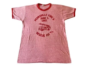 VINTAGE 1982 PENNSVILLE NEW JERSEY FIRE RESCUE COMPANY #1 LRG SHIRT TRUCK LADDER - Picture 1 of 14