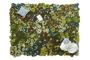 Indian Green Wool Area Rugs 8 x 10 Feet Floral Bohemian Carpet Hand Tufted - Picture 1 of 10