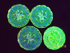 CZECH VASELINE GLASS BUTTONS ( 4PCS) GORGEOUS 1" (27mm) AB FINISH UV 010 - Picture 1 of 2