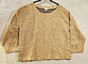 Dylan Pullover Damen L Pailletten Erdtöne Wärme Komfort Struktur Bohemian - Bild 1 von 15