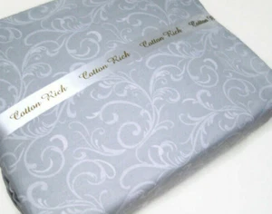 Juego de sábanas Home Collection Ashley Cooper algodón gris rico Scroll King nuevo - Imagen 1 de 4