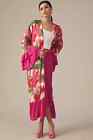 NWT Anthropologie Bel Kazan Pink Ruffled Duster Kimono Cover-up O/S XS S M L