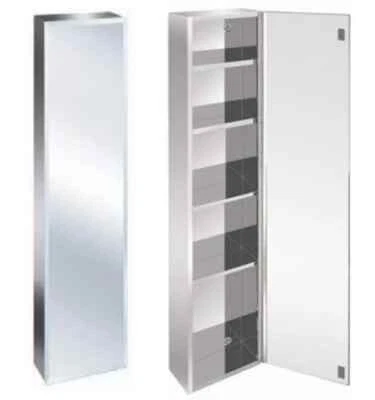 1200mm Tall Stainless Steel Bevelled Edge Bathroom Mirror Cabinet Reversible - image 1 of 2
