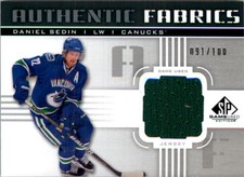 2011-12 SP Game Used Authentic Fabrics #AFDS Daniel Sedin Jersey /100