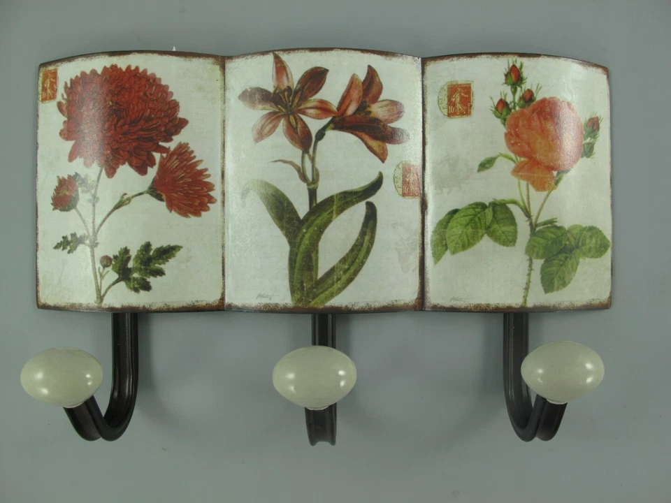 9977694 Hook Rail Wardrobe Metal Flowers Vintage 21x39cm - Image 1 of 1