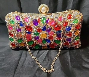 Pearl Clasp Crystal Clutch Purses Women's Evening Handbags Wedding Bag. 2cntr10 - Picture 1 of 6