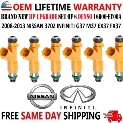 Nuevos inyectores de combustible HP Upgrade Denso x6 para Nissan e Infiniti 2008-2017 3,7 L V6 Foto 1 de 4