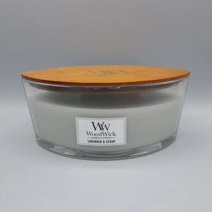 WoodWick Lavender & Cedar Ellipse Hearthwick Candle 16 oz Wood Wick Crackle - Picture 1 of 5