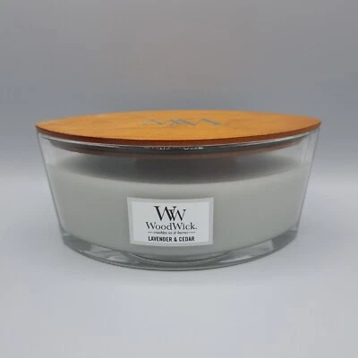 Vela WoodWick lavanda e cedro elipse Hearthwick 16 oz pavio de madeira rachadura  - Imagem 1 de 4