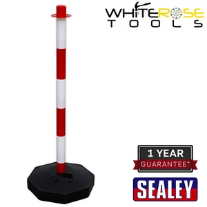 Sealey Red/White Post with Base High Visibility Safety Barrier Temporary - Picture 1 of 2