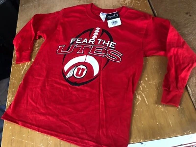 NWT new UTAH Fear The UTES Football cotton Long Sleeve T SHIRT Boy Youth S Small - Image 1 of 4