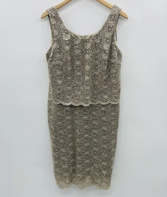 R & M Richards Womens Petite Size 12P Sleeveless Lace & Sequin Sheath Dress - Image 1 of 4