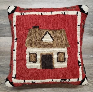 Chandler 4 Corners Laura Megroz Holiday Home House Wool Hooked Pillow 18x18 Red - Picture 1 of 6
