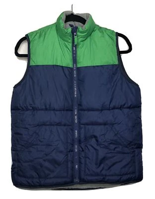 Old Navy 女孩蓝色绿色绗缝背心拉链 L 码 10-12 — 第 1/4 张图片