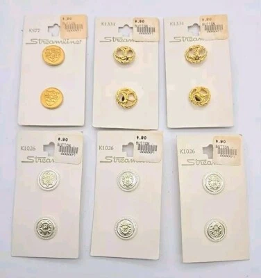 Streamline Buttons on Original Card Lot Of 6 Packs Vintage K1026 K1334 KS77 - Image 1 of 4