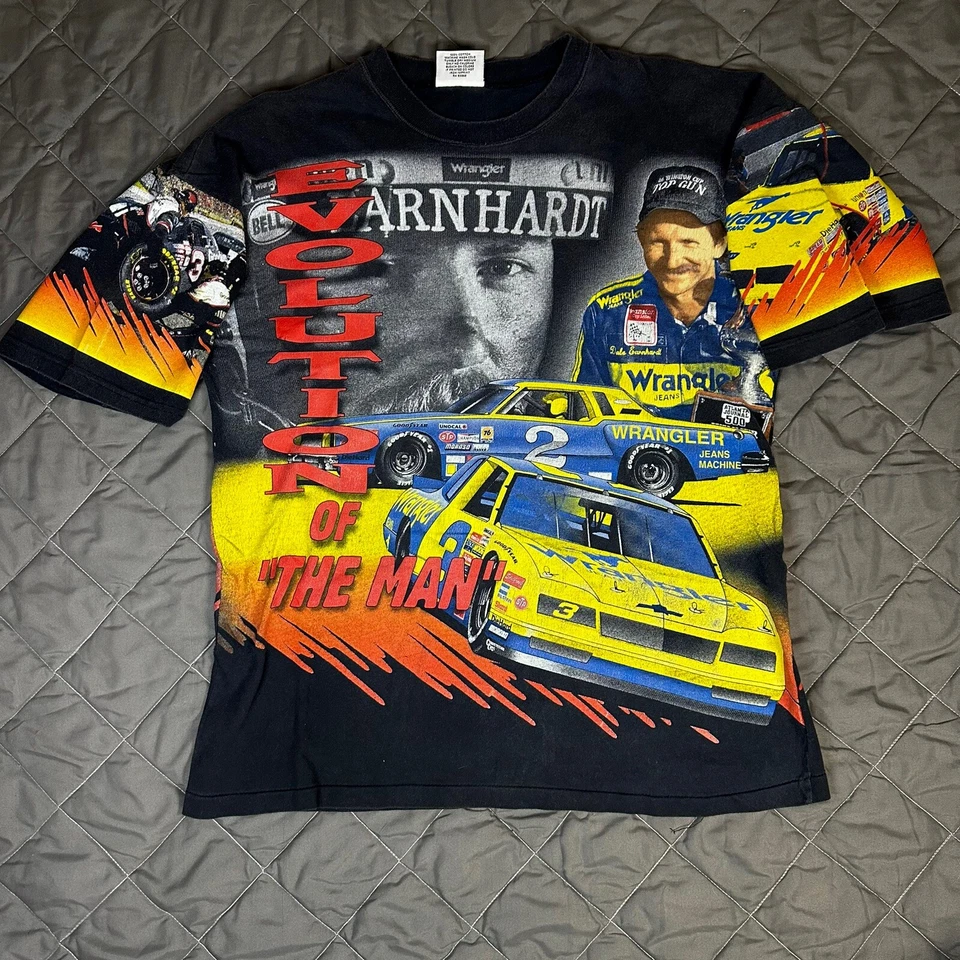 VINTAGE Chase Dale Earnhardt Shirt Large Black AOP Nascar Evolution of the Man - Image 1 of 4
