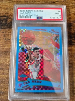 2005-06 Topps cromo Yao Ming azul X-Fractor 32/90 PSA 9 como nuevo #8 Houston Rockets Foto 1 de 4