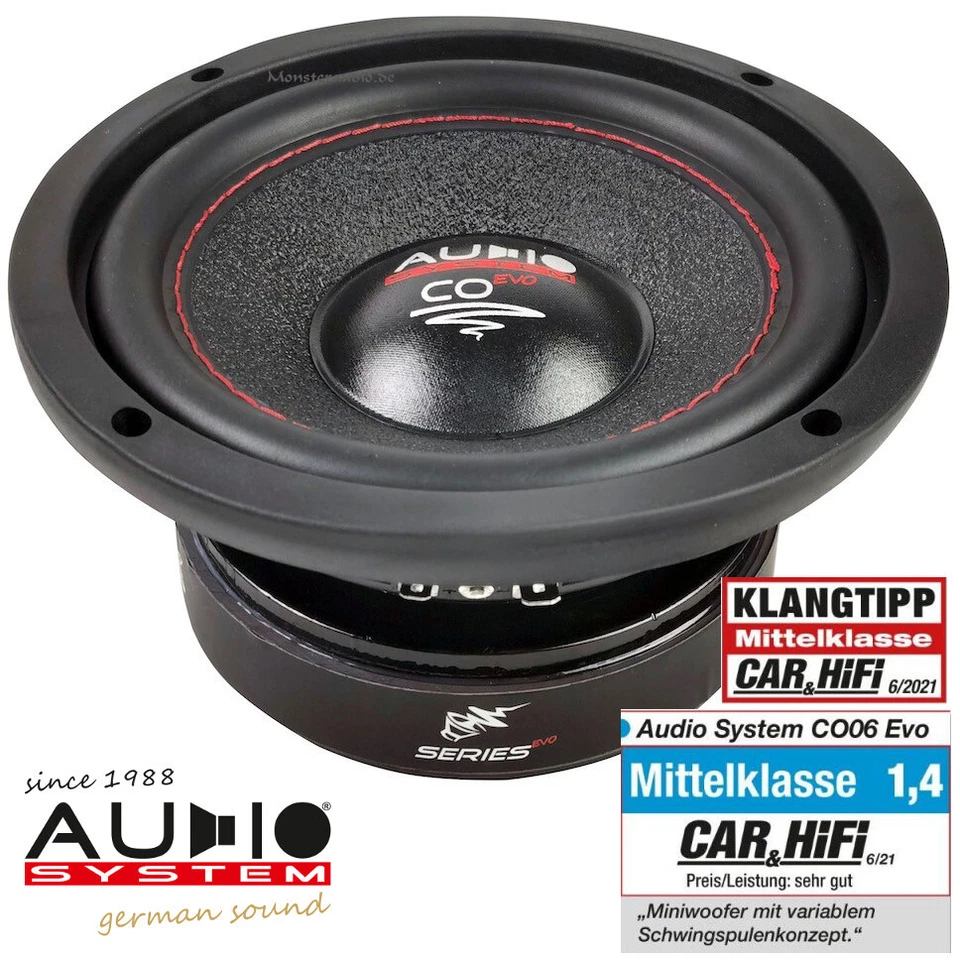 AUDIO SYSTEM CO 06 EVO 240 Watt 4 Ohm 16,5m Subwoofer Mini Auto Woofer 165mm - Bild 1 von 4
