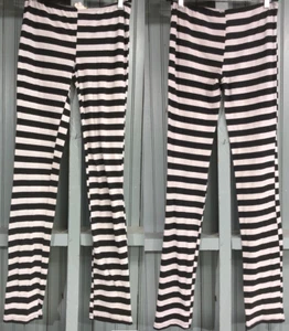 K-Too Vintage Striped Stretch 28" Waist Large Black White Pants Leggings - Picture 1 of 7