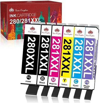 6PK PGI-280 XXL CLI-281 XXL Ink for Canon PIXMA TS8120 TS9120 PGI280 CLI281 XL - Image 1 of 4