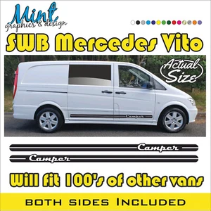 SWB Mercedes Vito Camper Wohnmobil Streifen Aufkleber Sticker Van Grafik 047 - Bild 1 von 4