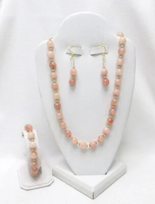 NUEVO - CONJUNTO DE JOYAS COLLAR, PULSERA Y PENDIENTES CUENTAS DE VIDRIO "PIEDRA SOLAR" - WOW Foto 1 de 2