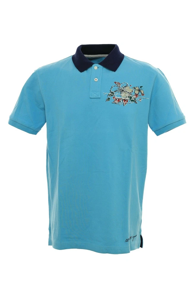 Signum Camisa Polo Camiseta Hombre Manga Corta Algodón Piqué Azul Verde Talla M - Imagen 1 de 1