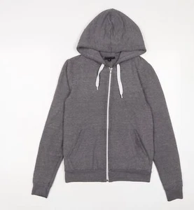 Topshop Womens Grey Cotton Full Zip Hoodie Size 6 Zip - Picture 1 of 10