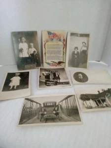 Lot of 8 Vintage Real Picture Photo Postcards. Men Women Children Cars - Picture 1 of 7